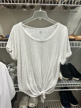 SO White Short Sleeve Tie-Front Tee